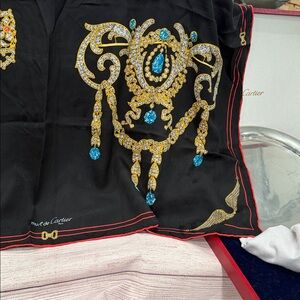 Auth Must De Cartier Cartier scarf Jewelry Jewel Black Scarf Paris France